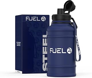 Fuel24 1.3L/2.2L Water Bottle Metal - STRONG, Drop & Leakproof BPA free 2L 1L Stainless Steel (1 Litre) - Large Gym Bottles for Men, Sports Water Bottle, Travel, Hiking Water Bottle