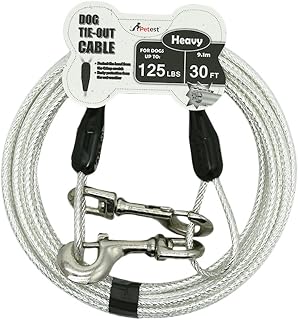 Petest 30ft Reflective Tie-Out Cable for Heavy Dogs Up to 125 Pounds
