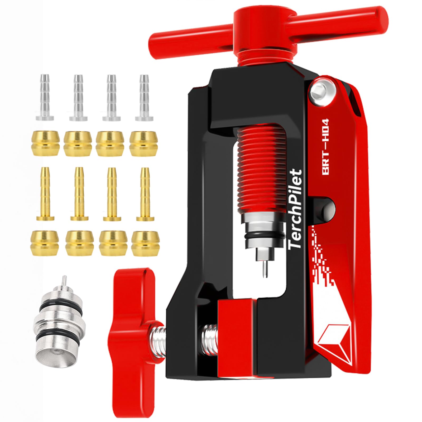 Bike Hydraulic Hose Cutter, Needle Driver & 8pcs Brass Olives Kit - Clean Cuts &