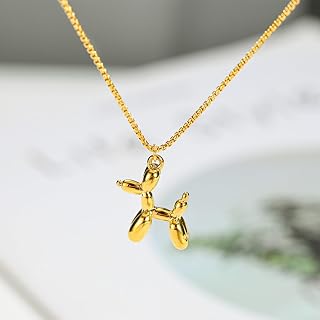 Ballon Dog Pendant Necklace - Gold Tone Carved Design, Unichain Jewelry for Modern Style Lovers