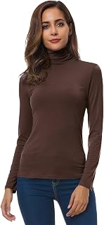 VOBCTY Womens Turtleneck Long Sleeve Shirt Slim Lightweight Base Layer Top