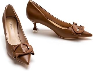 C.Paravano Kitten Heels for Women Pointed Toe 2.16'' Low Heel Pumps Shoes