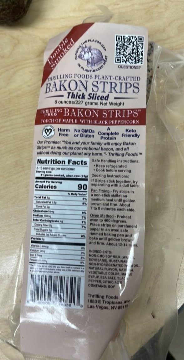Thrilling Foods Plant-Based Bakon, 8 OZ