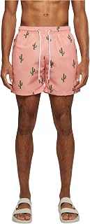 Urban Classics Pattern Palm Men's Swimming Shorts Black/Olive Basic Streetwear