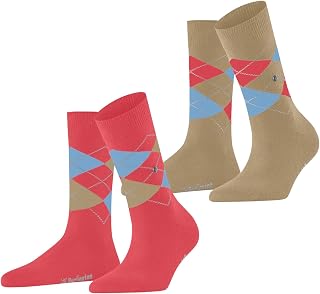 Burlington Women's Everyday Argyle Socks Breathable Cotton Soft On Skin Hard-Wearing Reinforced Argyle Pattern ONE-SIZE-FITS-ALL Gift Idea 2 Pairs