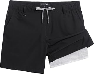 maamgic Men's Casual Shorts with Compression Liner 5/7 Inch Khaki Shorts