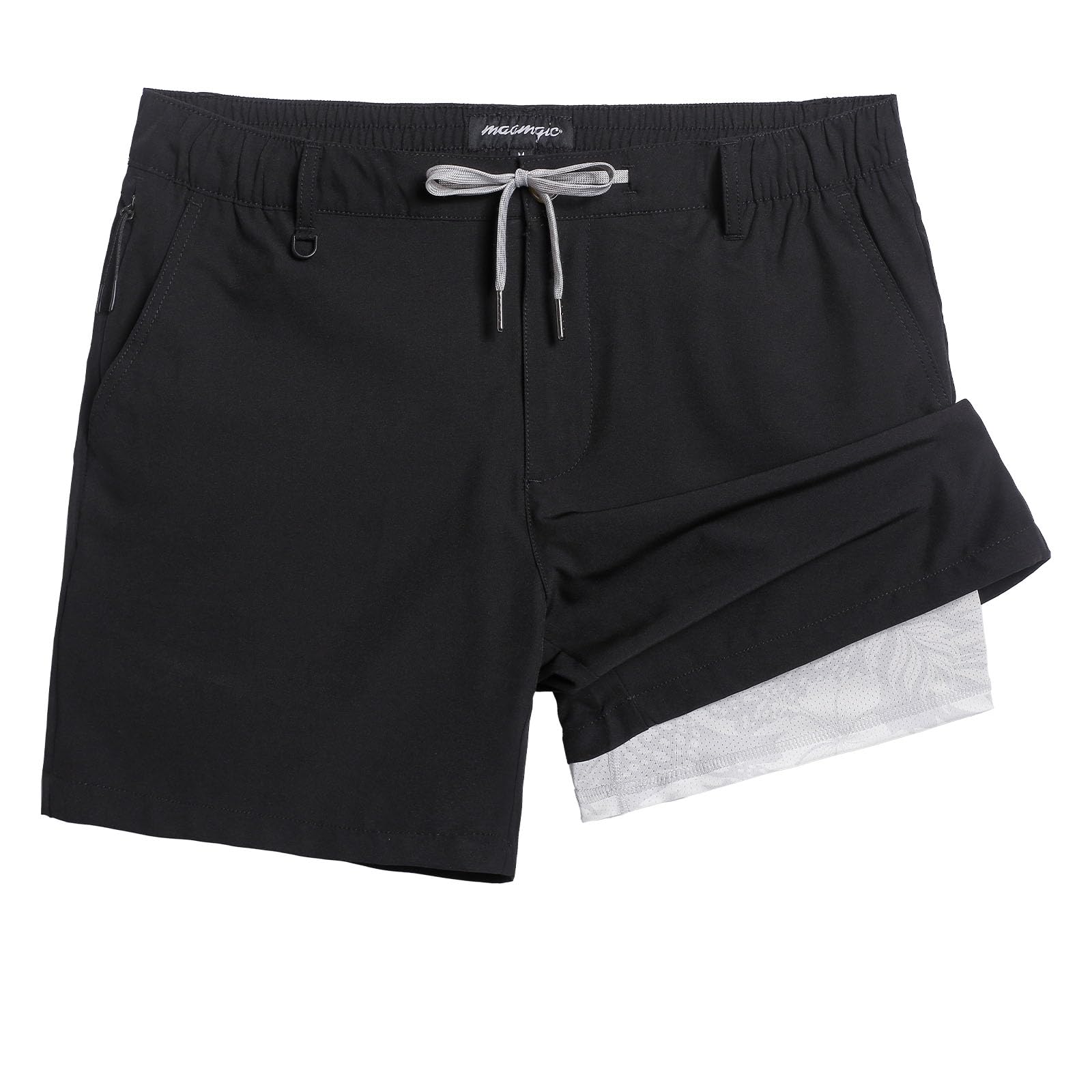 maamgic Men's Casual Shorts with Compression Liner 5/7 Inch Khaki Shorts