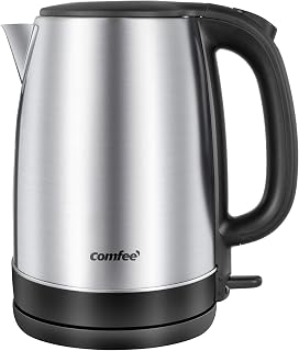 Comfee 1.7L Stainless Steel Electric Tea Kettle, BPA-Free Hot Water Boiler, Cordless with LED Light, Auto Shut-Off and Boil-Dry Protection, 1500W Fast Boil