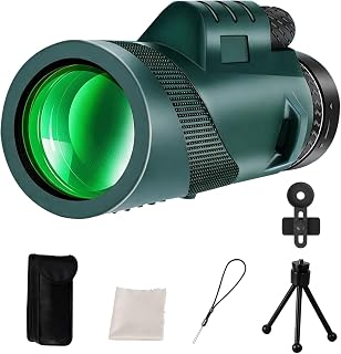 80x100 Monocular Telescope, High Power HD BAK4 Optics | for Smartphone, Tripod, Bird Watching, Hiking, Stargazing, Green Durable Armor