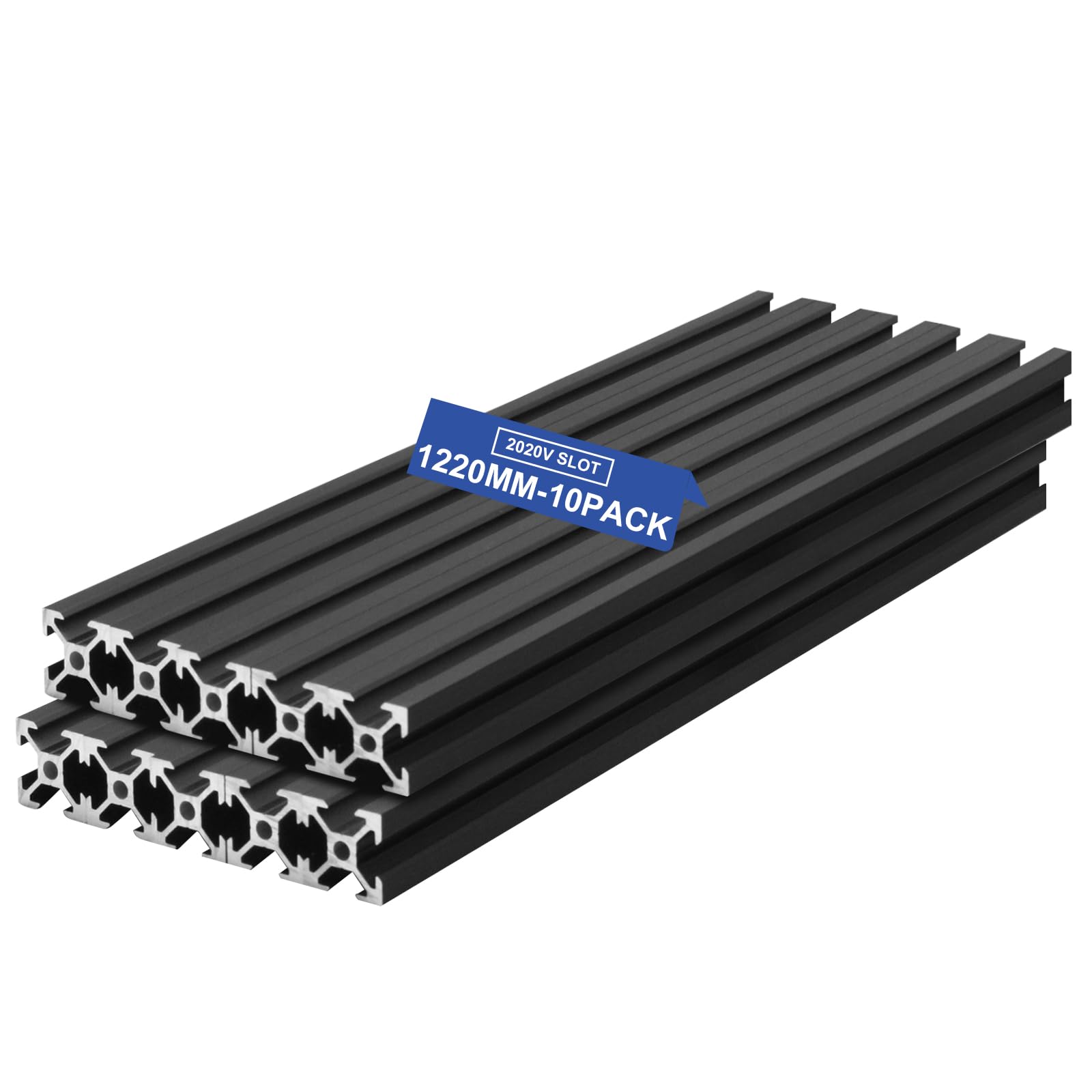 SeekLiny 10Pcs V Slot 2020 Aluminum Extrusion Profile 1220mm(48'') Black | Anodi