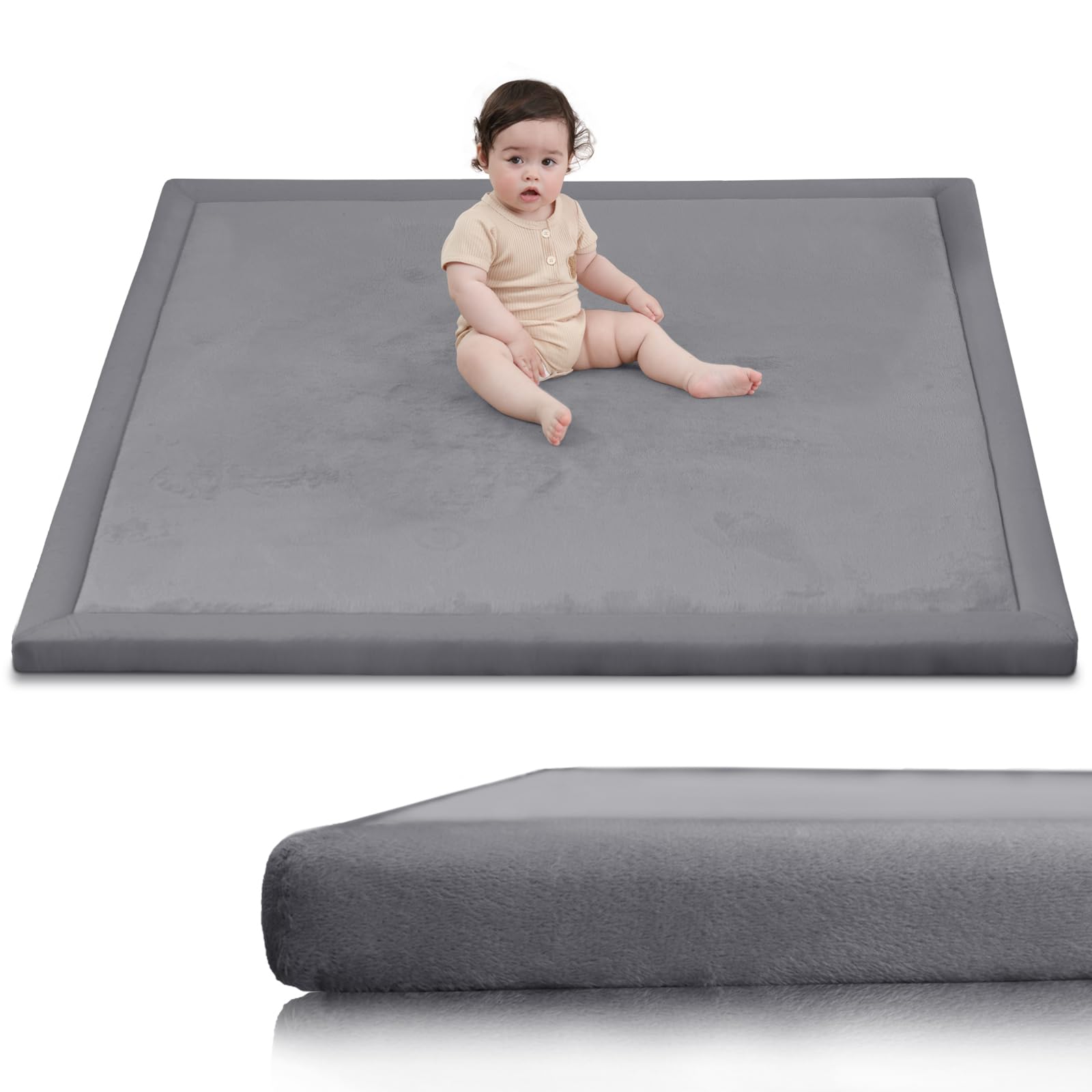 Huloo Sleep Ultra Soft Baby Play Mat for Floor,1.3" Thick Elasti-Foam 50x50 Play