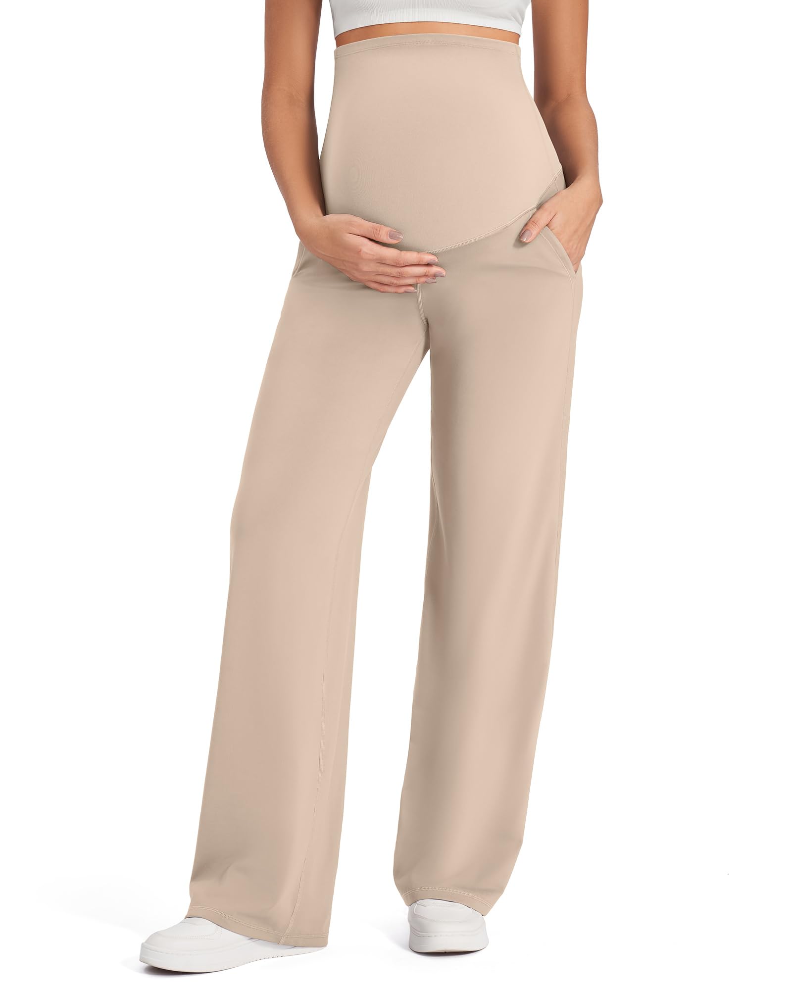 G4Free Maternity Trousers Women's High Waist Yoga Trousers with Pockets