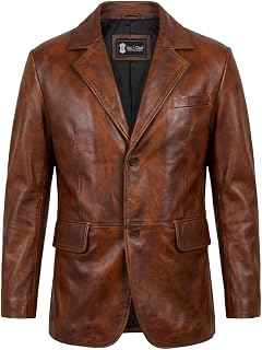 Isaac & David Chicago Lambskin Genuine Casual Wear Leather Blazer Sport Coat Classic Button Closure for Men 2 Button Coat