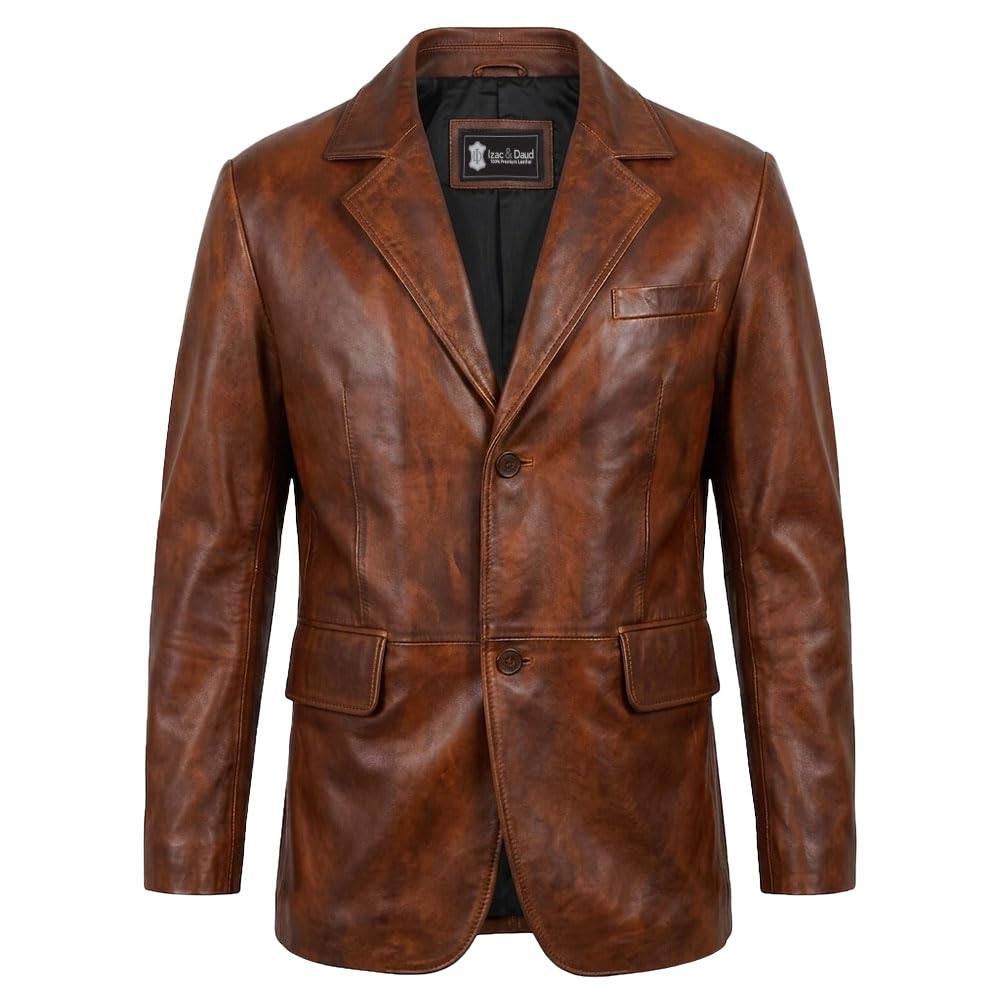 Isaac & David Chicago Lambskin Genuine Casual Wear Leather Blazer Sport Coat Cla