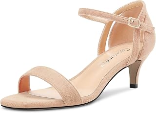Castamere Women's Mid Heel Open Toe Strappy Ankle Sandals Wedding Dance 5 CM Heels