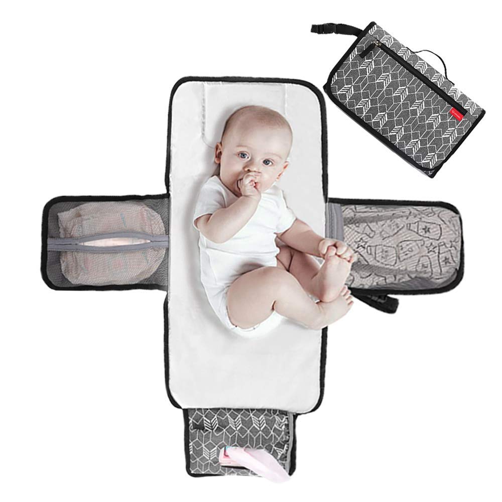 Lekebaby Portable Nappy Changing Mat Travel Baby Change Mat | with Wipe-Pocket a