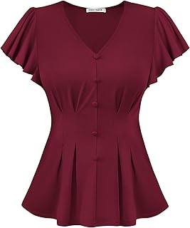 GRACE KARIN Womens Summer Blouses Dressy Casual Ruffle Peplum Tops