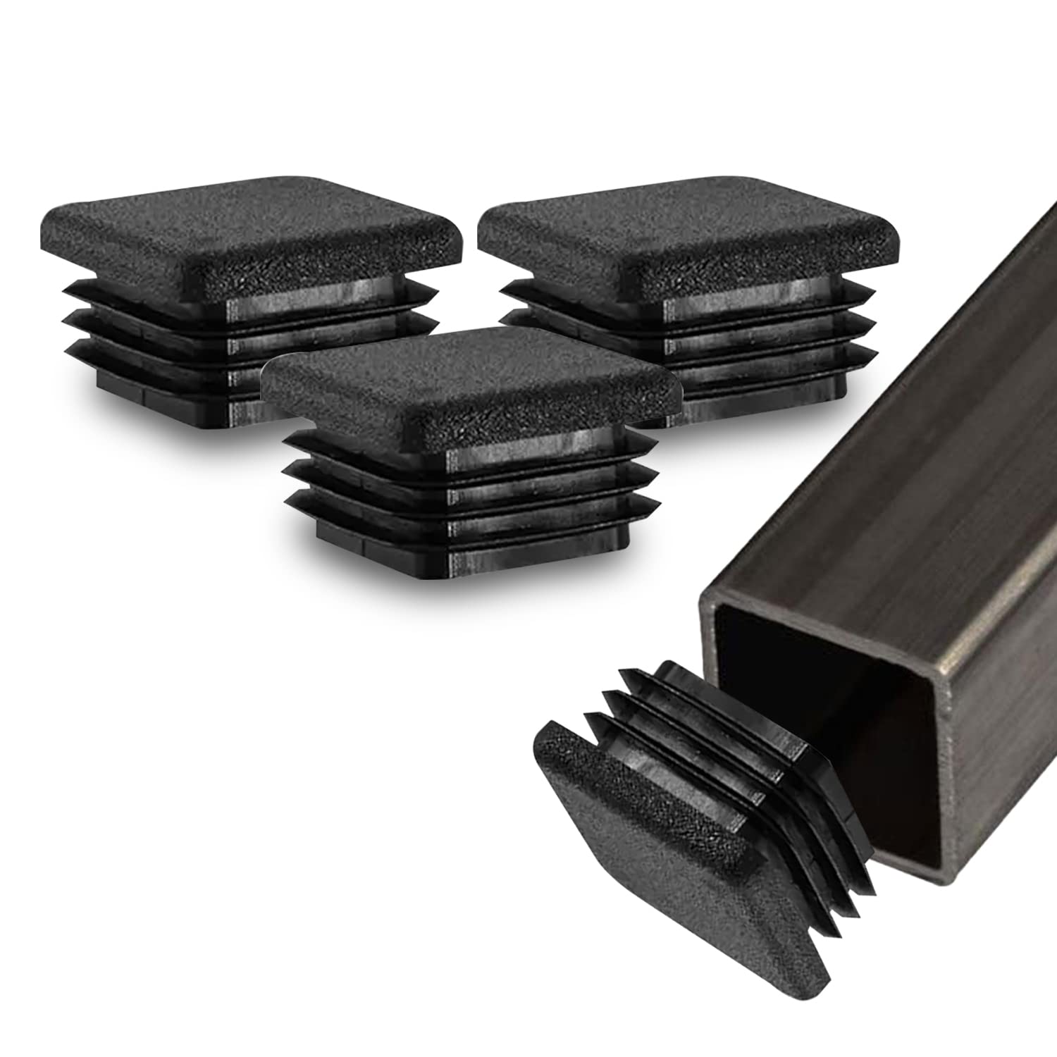 Prescott Plastics 1" (25.4 mm) Outer Perimeter Ribbed Plastic Hole Plugs, Square