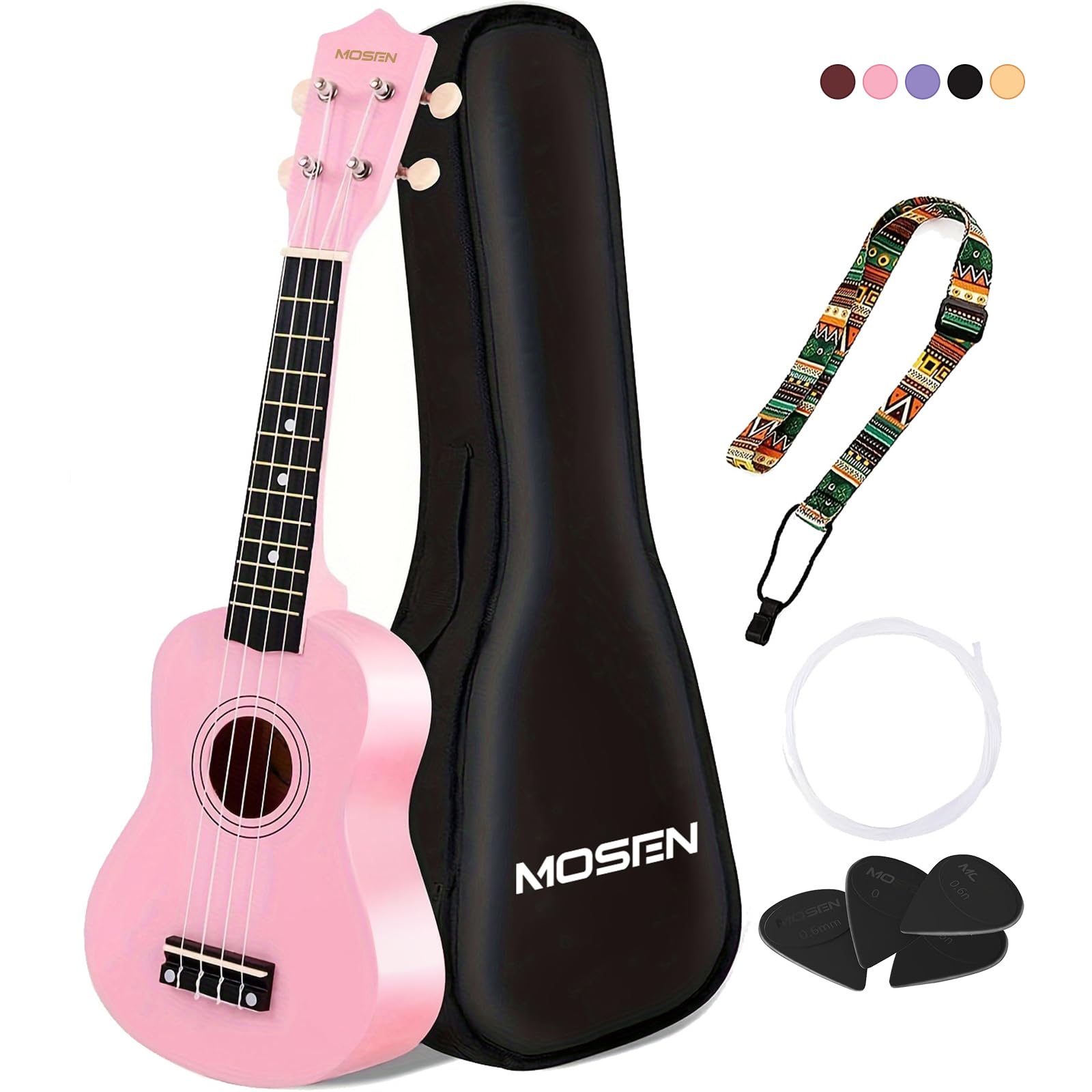 MOSEN 21 Inch Soprano Beginner Ukulele Starter Kit for Students and Adults | Pro