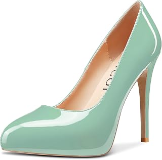 Aachcol Women's Closed Round Toe High Heel Pumps Slip-on Wedding Office Party Dress Shoes Classic 12 cm