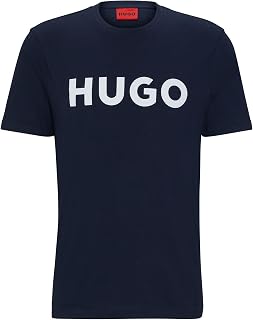 HUGO Mens Dulivio Contrast-Logo T-Shirt in Cotton Jersey