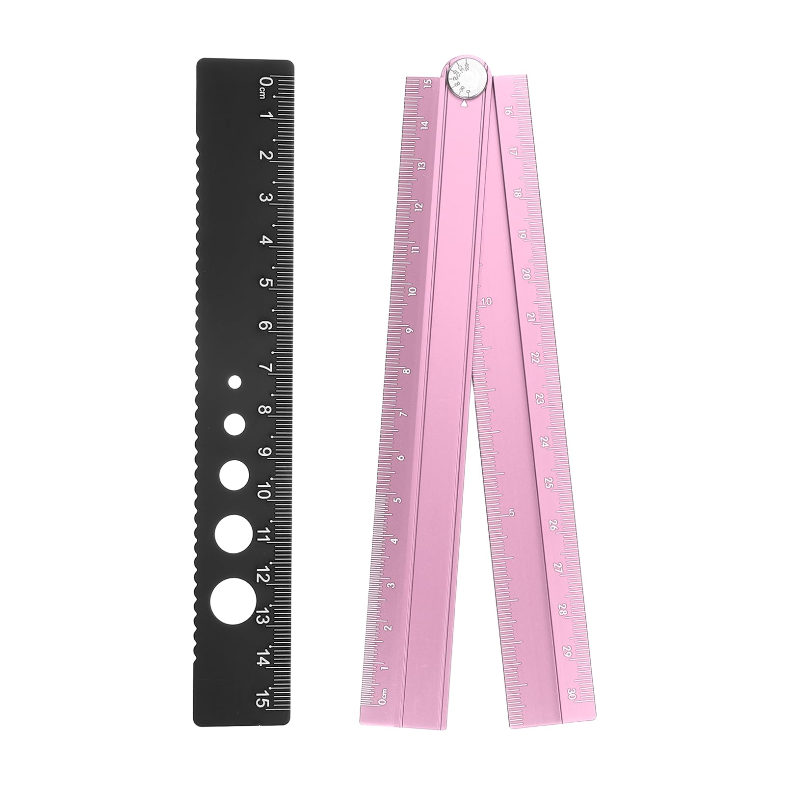 Generic Folding and Straight Ruler Kit 30/15cm Metric Aluminum Alloy Protractor 