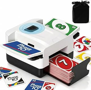 Automatic Card Shuffler Machine 1-2 Deck, Black | One-Click Shuffling Mode, 2000mAh Rechargeable, Storage Bag Included, For Poker, UNO, Blackjack, Skip-Bo, Phase 10