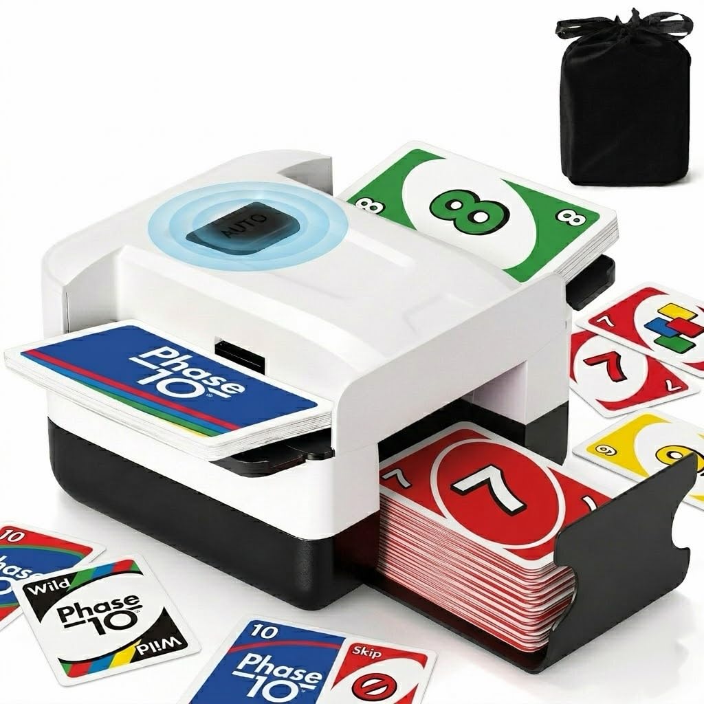 Automatic Card Shuffler Machine 1-2 Deck, Black | One-Click Shuffling Mode, 2000
