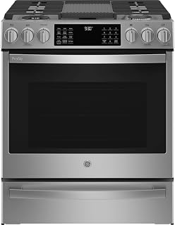 GE Profile 30" 5‑Burner Smart Slide‑In Gas Range, Fingerprint‑Resistant Stainless Steel, Convection & Air Fry