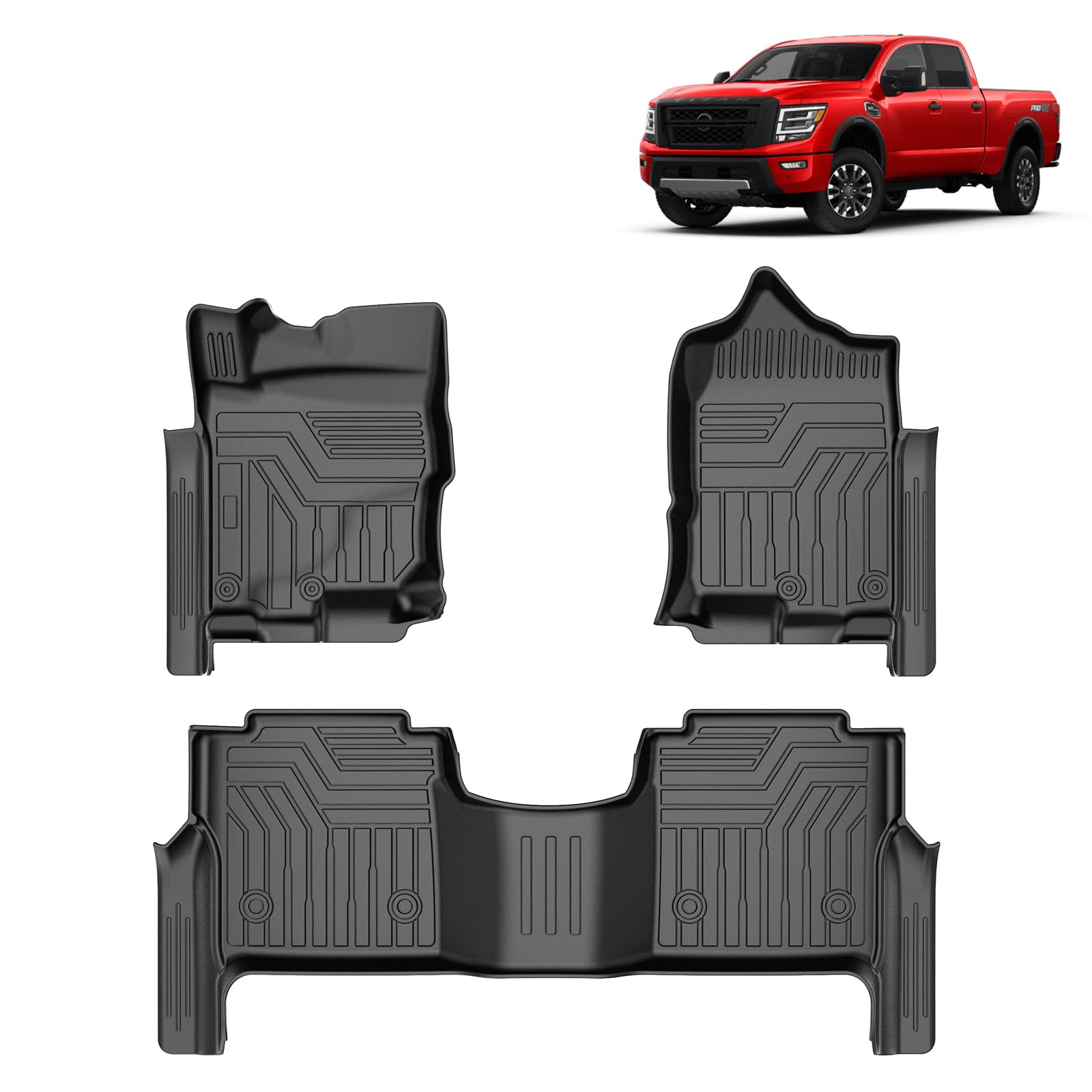 FIILINES Floor Mats for 2017-2024 Nissan Titan/2016-2024 Nissan Titan XD (Only F