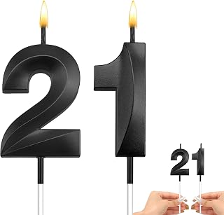 21st Birthday Candles 21 Candles for Cake 21st Birthday Candle for Cake Sparkling Birthday Decorations for Her Number 21 Candle Black Number Candle Party Favors