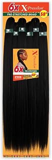 Sensationnel X-Pression Prestretched Braids-6X Braid 58in,1B OFFBLACK | Braiding Hair,Kanekalon, Flame-Retardant, Synthetic, Box Braids &amp; Twists