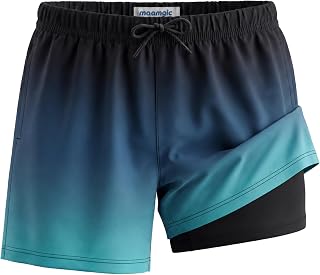 MaaMgic Boys’ Swimming Trunks, Children’s Swimming Shorts, Quick-Drying Swimming Shorts Little Ones, 2-in-1 Board Shorts with Compression Lining, Pockets, Adjustable Drawstring, Reusable