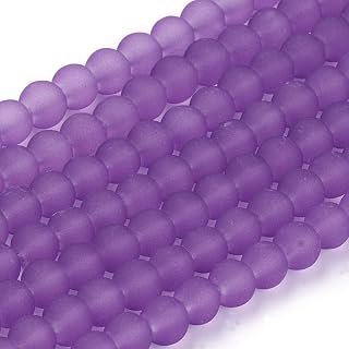 About 140 Strands 6mm Frosted Glass Round Beads Blue Purple Crystal Round Loose Beads Jewelry Making for Necklace Bracelet Earring Making