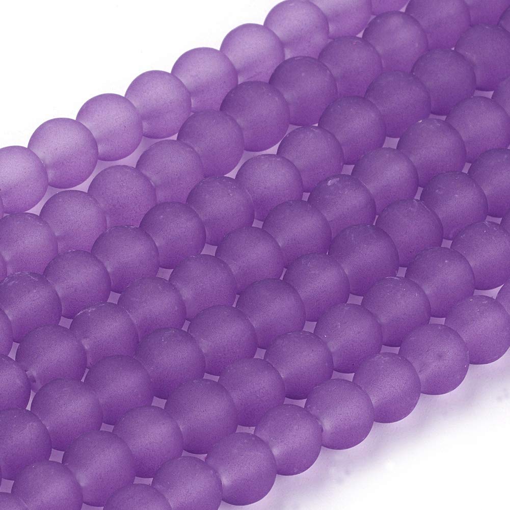 About 140 Strands Round Frosted Glass Beads 6mm Blue Violet Crystal Loose Beads 