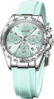 OLEVS Orologio da polso da donna, multifunzione, con cronografo, analogico, luminoso, con data, cinturino in morbido silicone, impermeabile, al quarzo, alla moda, idea regalo