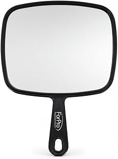 ForPro 12" L x 9" W Premium XL Hand Mirror w/Handle for Home &amp; Salon, Black | Extra Large Multi-Purpose Handheld Mirror with Distortion-Free Reflection for Salon &amp; Makeup Application