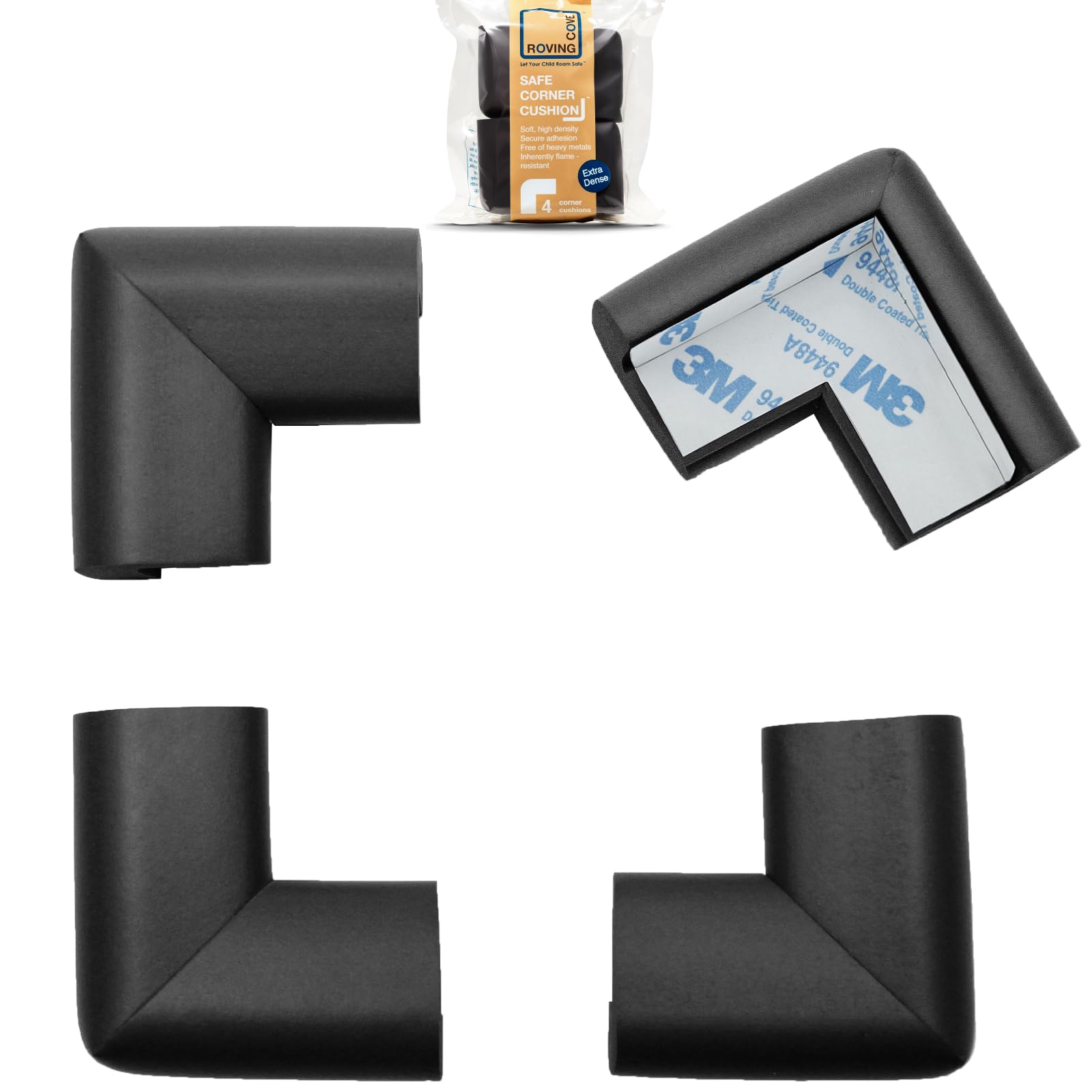 Roving Cove Baby Proof Corner Protector, Pre-Taped, 4 Large Corners | HeftyFit H