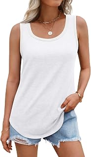 DUOEASE Women's Summer Basic Crew Neck Ribbed Tank Top Elegant Sleeveless Tank Top
