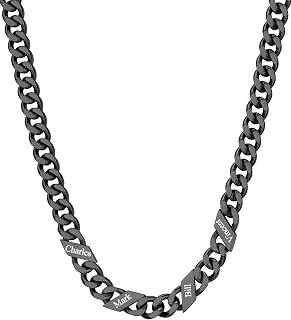 ChainsHouse Cuban Chain Necklace Engraved 1-6 Names Jewelry with Gift Box