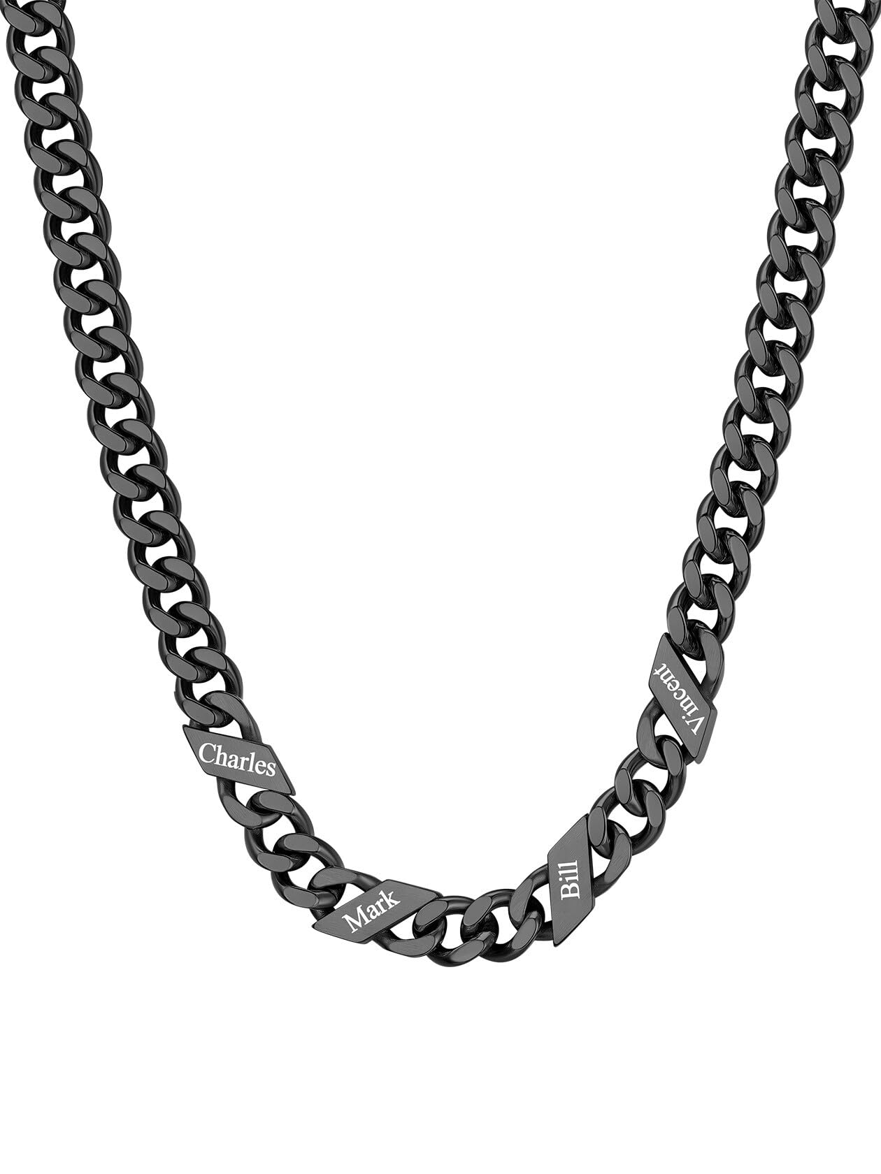 ChainsHouse Cuban Chain Necklace Engraved 1-6 Names Jewelry with Gift Box