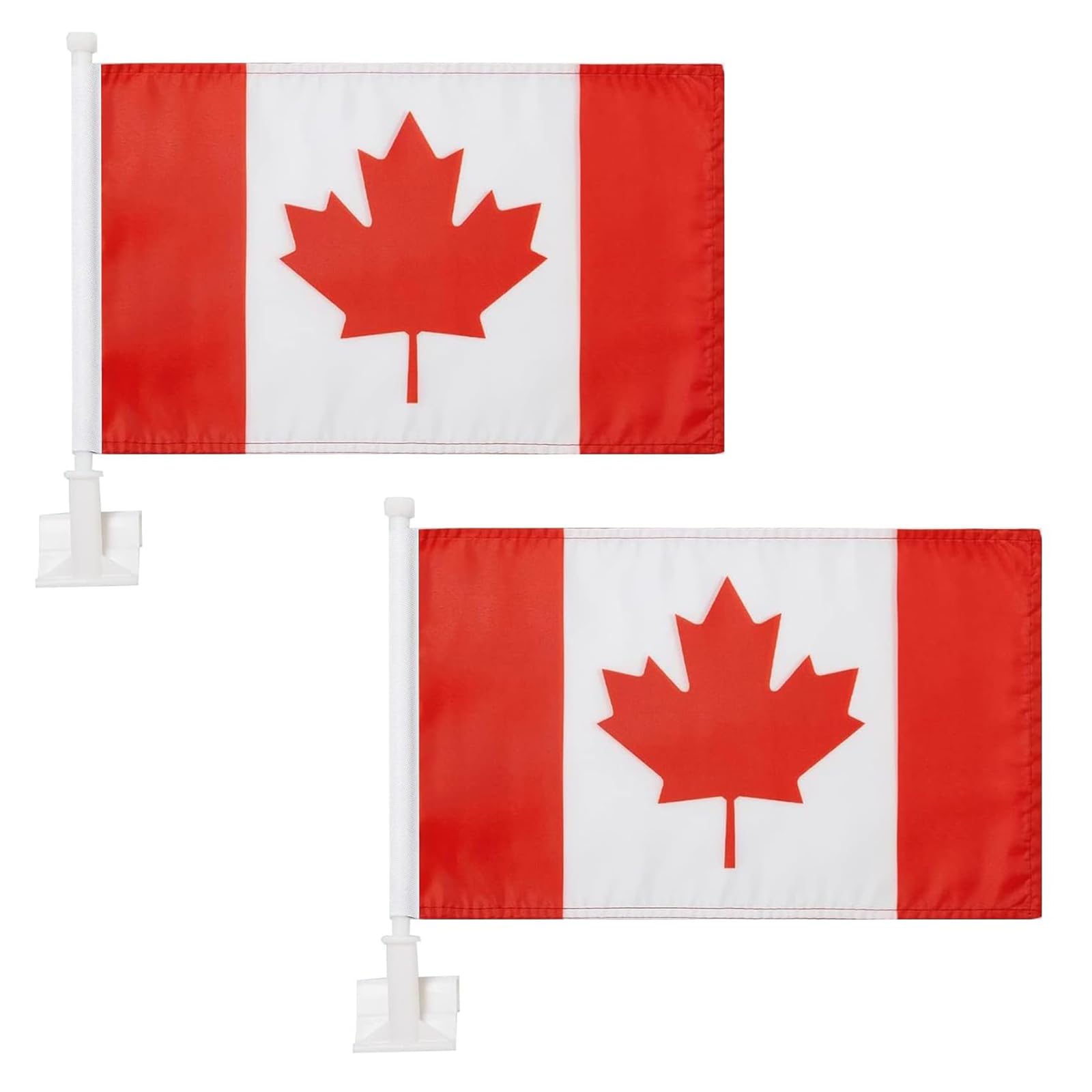 2 Pcs Canada Car Flag, 12" X 18" Double-sided Patriotic Car Window Clip Flags fo