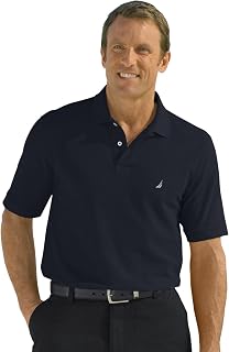 Nautica Men's Short Sleeve Solid Cotton Pique Polo Shirt