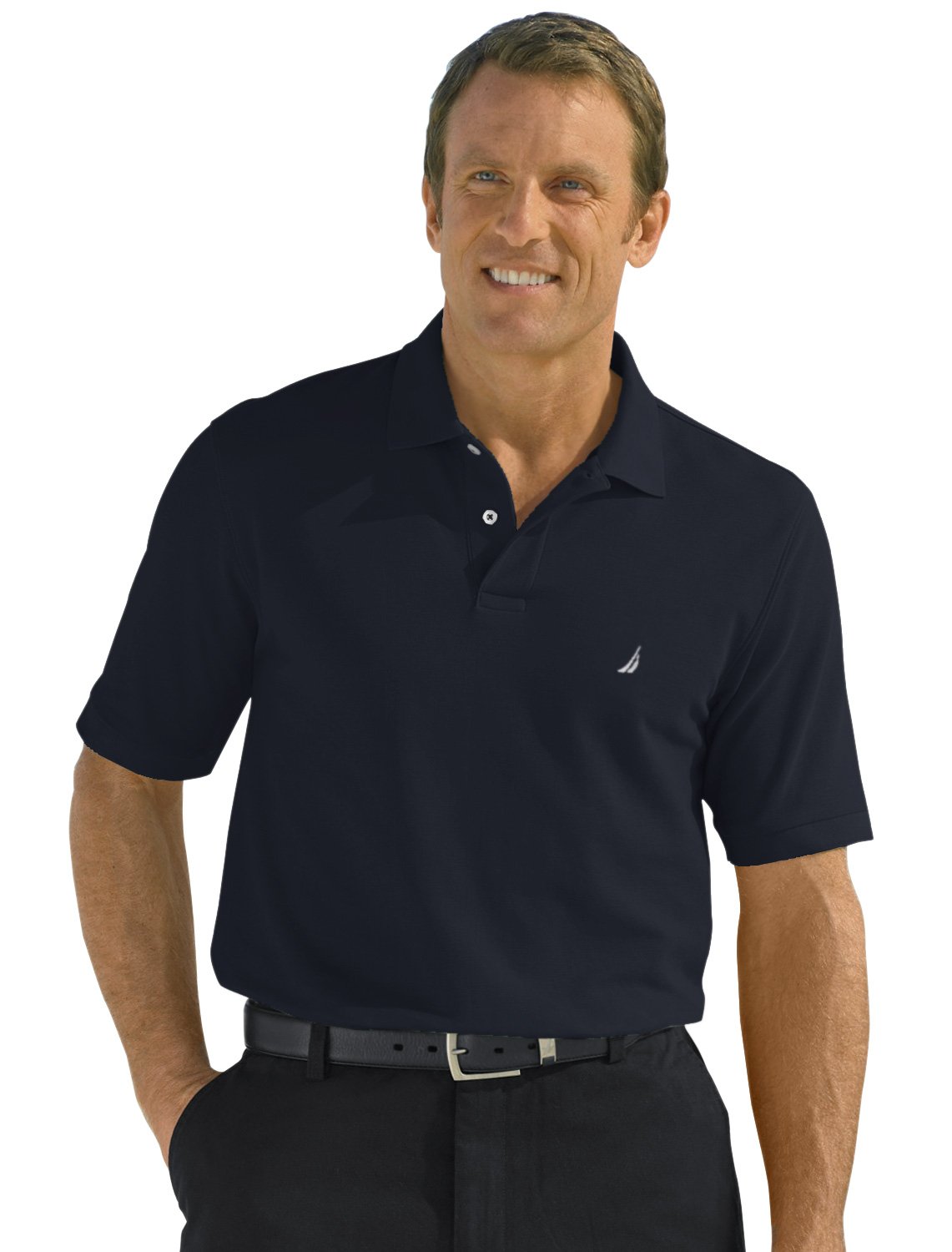Nautica Men's Short Sleeve Solid Cotton Pique Polo Shirt