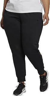 adidas Women's Essentials French Terry Logo Pants, Black/Gold Metallic, 1X