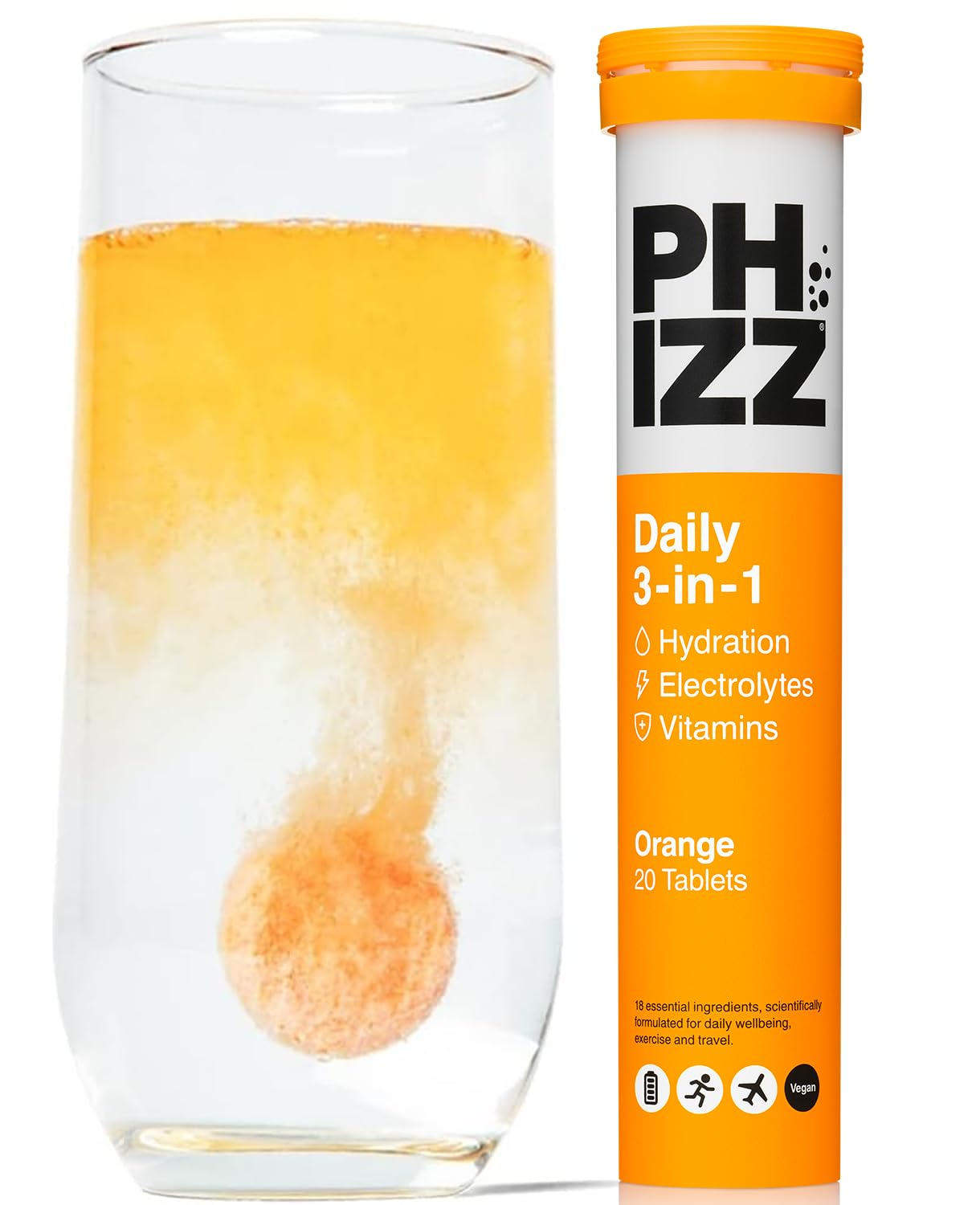 Phizz Electrolytes Tablets, Daily Hydration and Multivitamin, 20 Servings | Oran