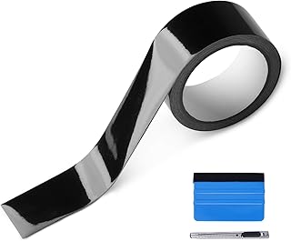 LZLRUN High Gloss Black Vinyl for Chrome Delete Window &amp; Door Trim 2" x30ft | High gloss black wrap, air release, high extensibility, with tool kit, for car black out chrome delete window trim door trim