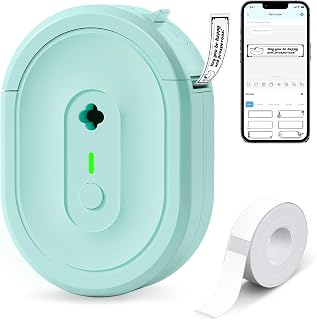 NDYIN N12 Label Maker Machine with 1 Tape Bluetooth Label Printer, Green | Portable Mini Thermal Sticker Printer with Multiple Templates, Labeling Machine for Home/Kitchen/School/Office Organization