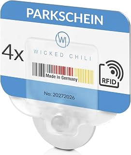 Wicked Chili 4x Parking Permit, Ticket and Note Holder for Car Windscreen | Clips with Removable Suction Cup, Avoid parking fine, Set of 4 (Made in Germany) transparent