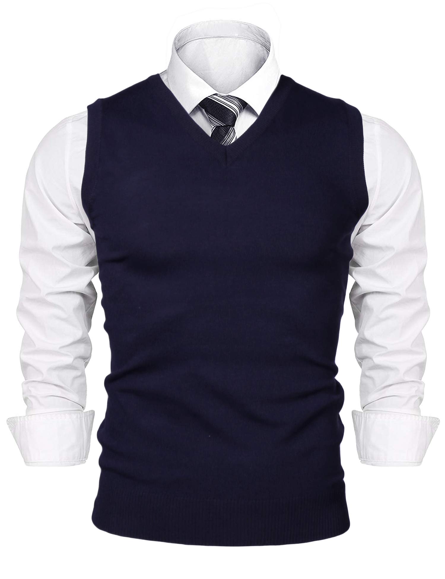Sykooria Sweater Vest Men's Sleeveless Knitted Vest V-Neck Knitted Pullover Vest